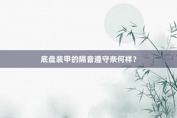底盘装甲的隔音遵守奈何样？