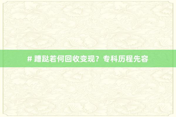 # 蹧跶若何回收变现？专科历程先容